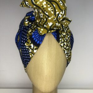 Turban wax à motifs bleu ciel